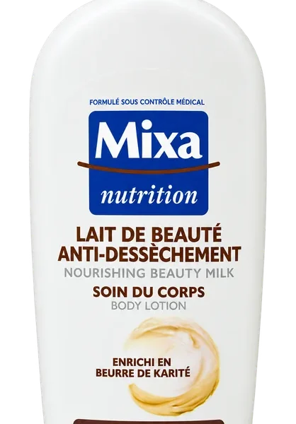 Mixa Nutrition au beurre de karité, flacon blanc avec bouchon brun