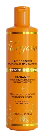 Lait corporel Mayana Radiance & Hydratation au beurre de cacao, 500 ml.