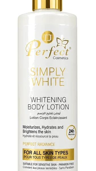 Lotion corporelle Perfect Cosmetics Simply White en flacon-pompe de 500 ml.